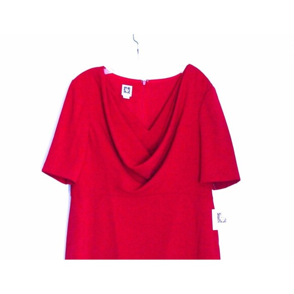 Anne Klein Dress Red Drape Neckline Short Sleeves Size 12 NWT - Picture 2 of 4